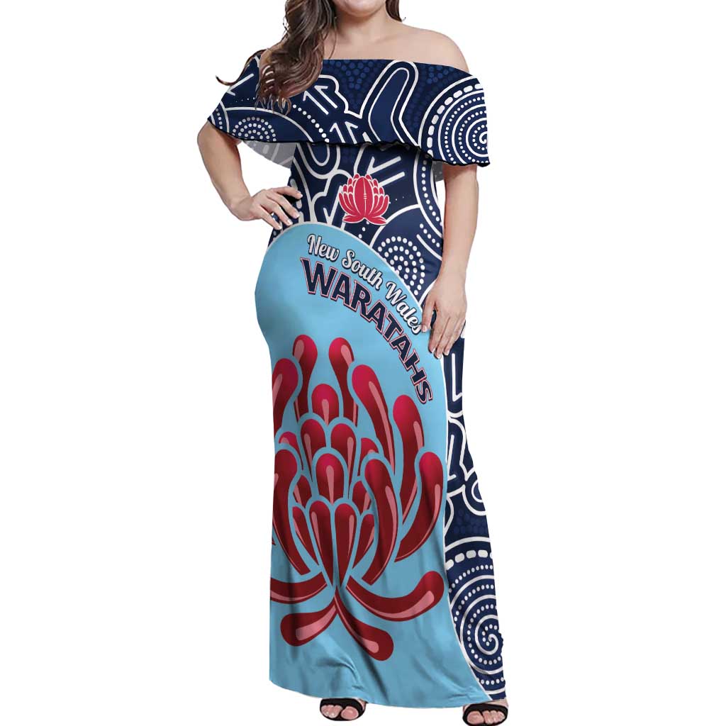 Custom Australia NSW Waratahs Off Shoulder Maxi Dress Go Champions Aboriginal Art