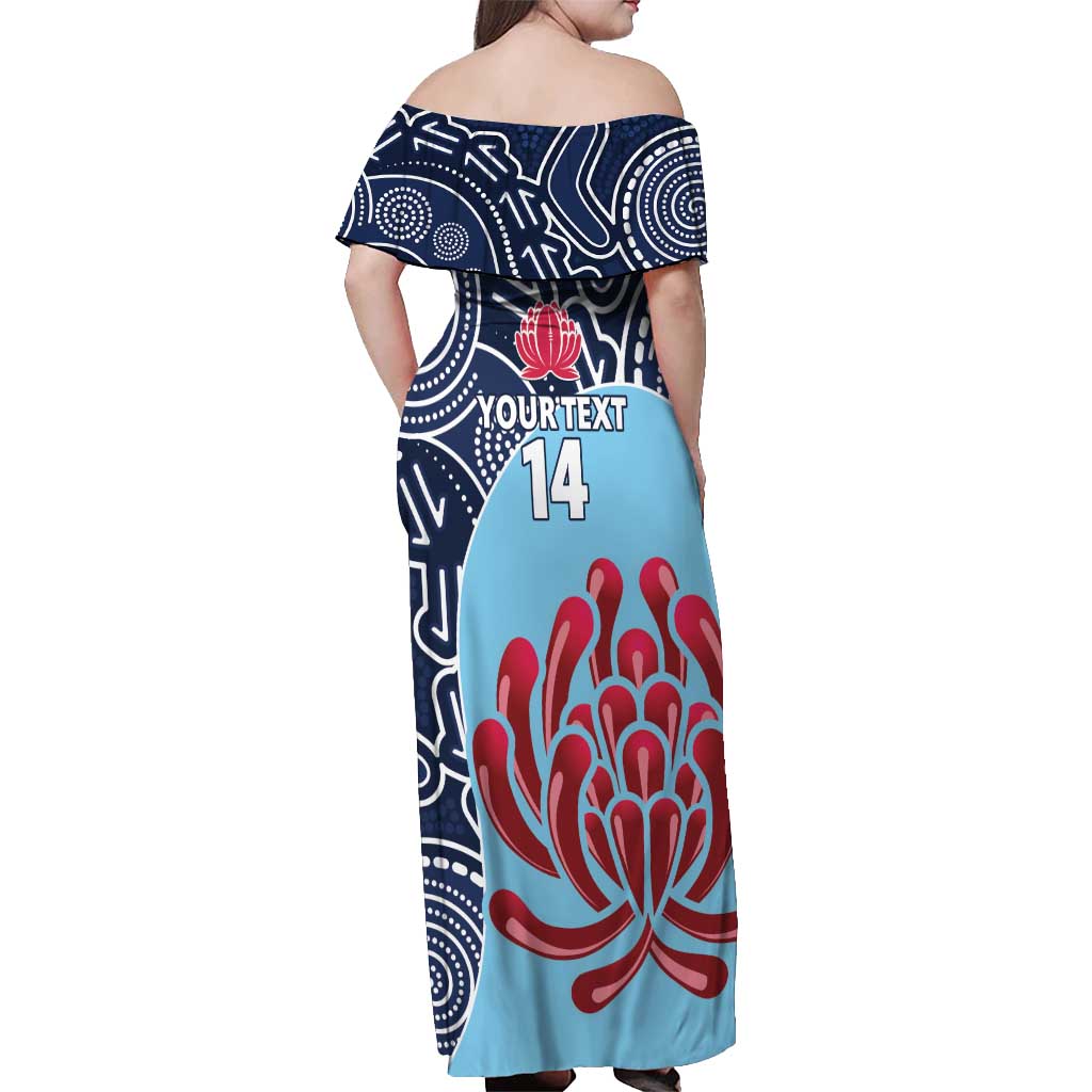 Custom Australia NSW Waratahs Off Shoulder Maxi Dress Go Champions Aboriginal Art