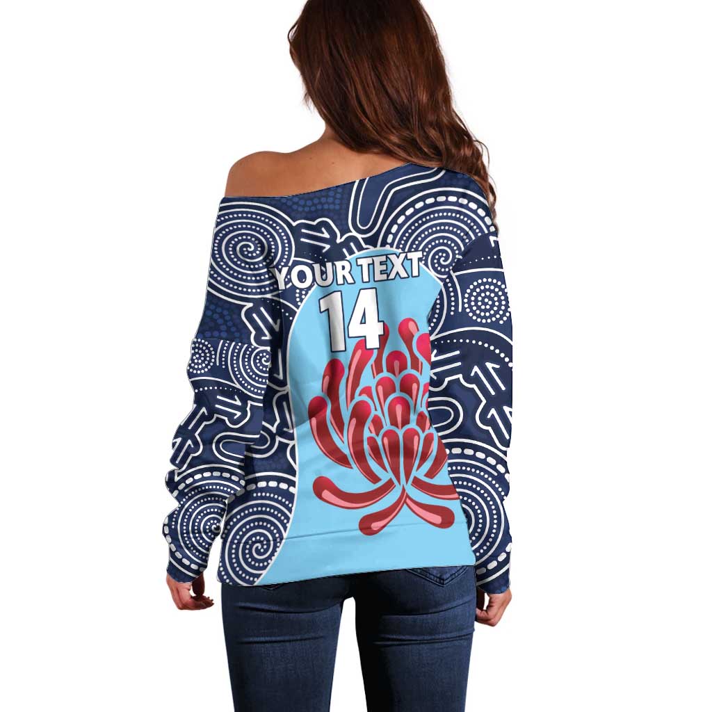 Custom Australia NSW Waratahs Off Shoulder Sweater Go Champions Aboriginal Art