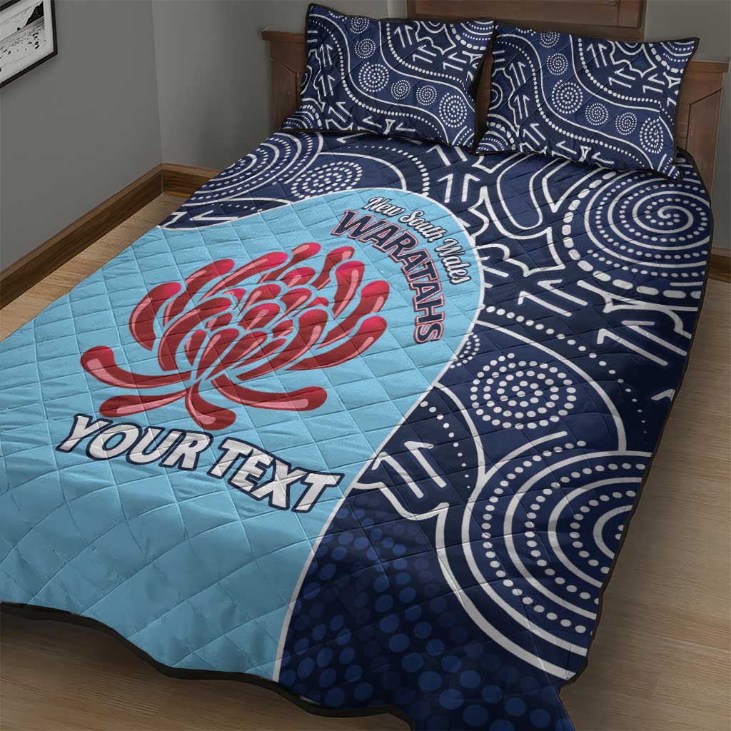 Custom Australia NSW Waratahs Quilt Bed Set Go Champions Aboriginal Art