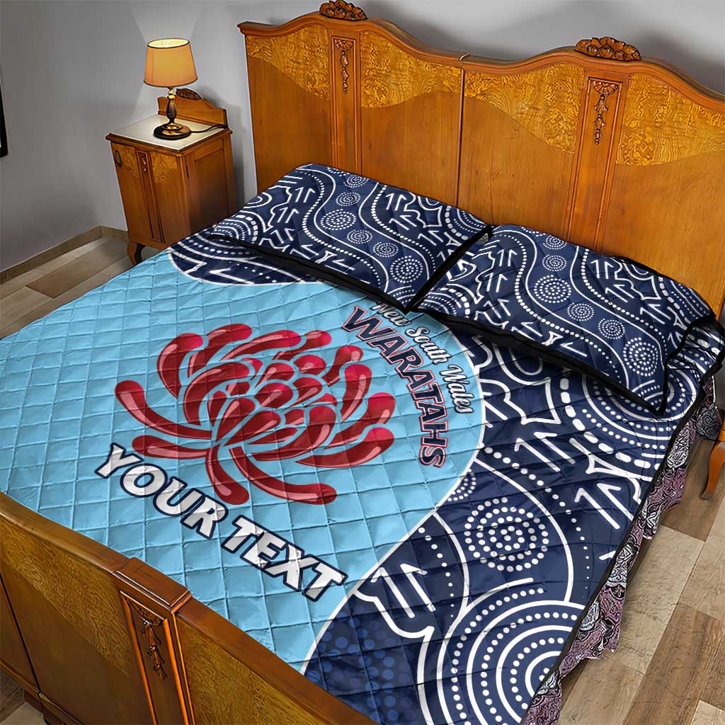 Custom Australia NSW Waratahs Quilt Bed Set Go Champions Aboriginal Art