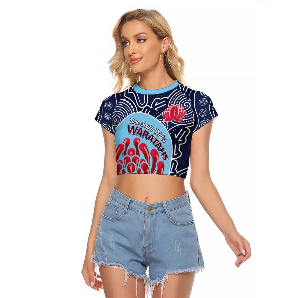 Custom Australia NSW Waratahs Raglan Cropped T Shirt Go Champions Aboriginal Art