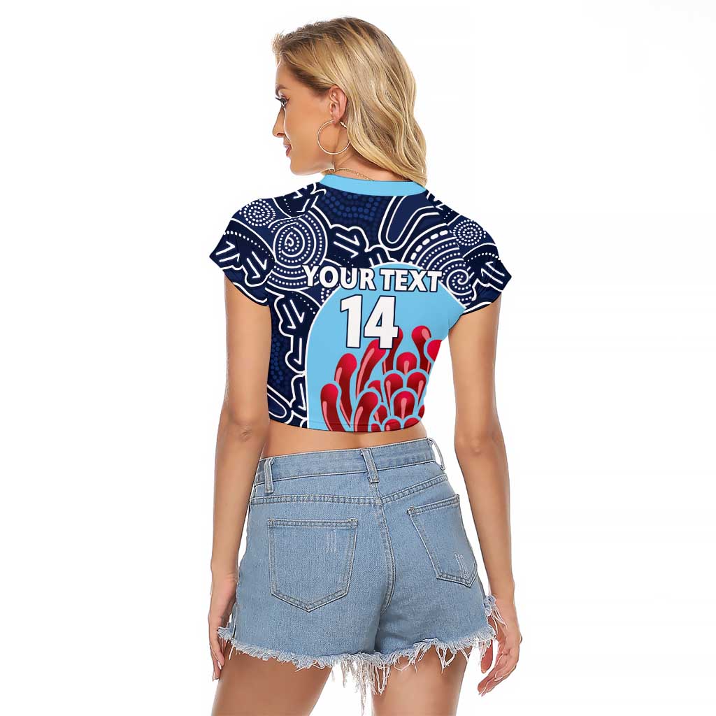Custom Australia NSW Waratahs Raglan Cropped T Shirt Go Champions Aboriginal Art