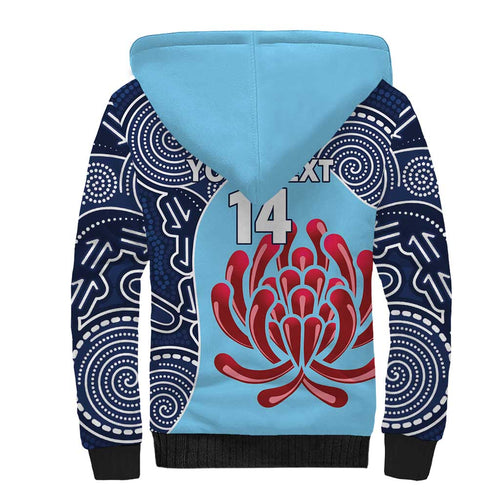 Custom Australia NSW Waratahs Sherpa Hoodie Go Champions Aboriginal Art