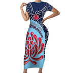 Custom Australia NSW Waratahs Short Sleeve Bodycon Dress Go Champions Aboriginal Art