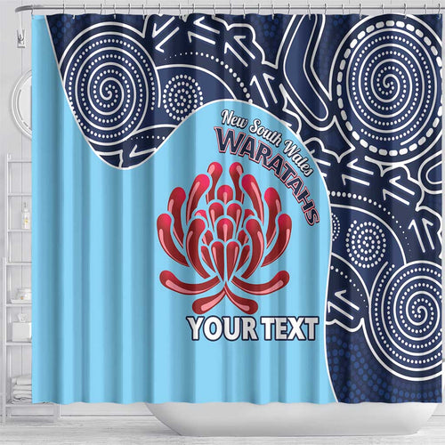 Custom Australia NSW Waratahs Shower Curtain Go Champions Aboriginal Art