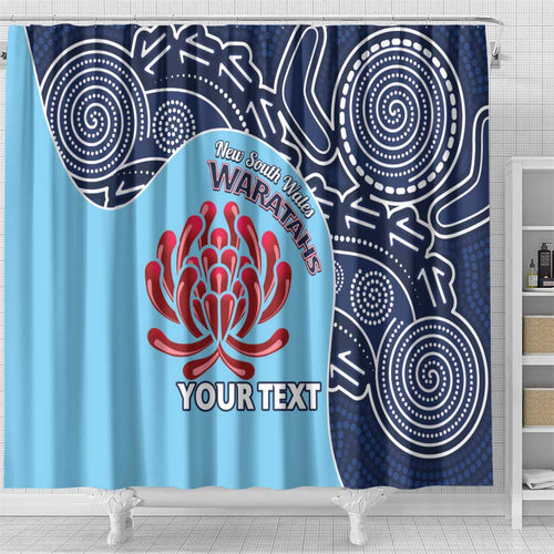 Custom Australia NSW Waratahs Shower Curtain Go Champions Aboriginal Art
