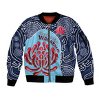 Custom Australia NSW Waratahs Sleeve Zip Bomber Jacket Go Champions Aboriginal Art