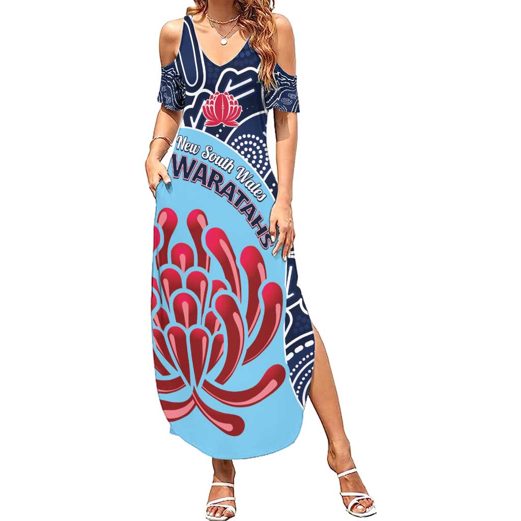 Custom Australia NSW Waratahs Summer Maxi Dress Go Champions Aboriginal Art
