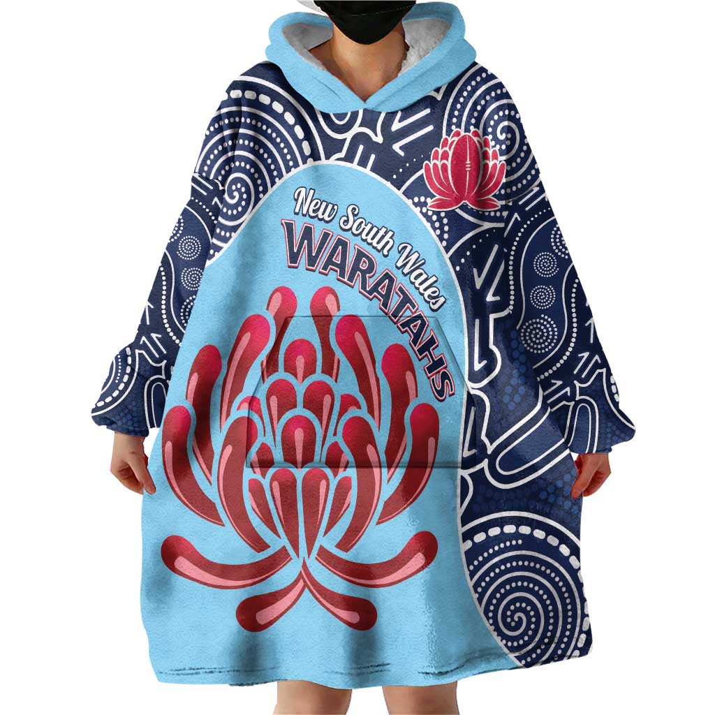 Custom Australia NSW Waratahs Wearable Blanket Hoodie Go Champions Aboriginal Art