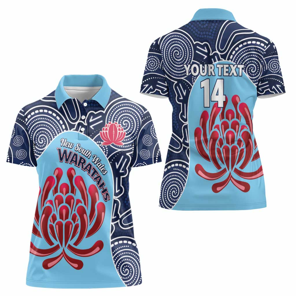 Custom Australia NSW Waratahs Women Polo Shirt Go Champions Aboriginal Art