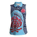 Custom Australia NSW Waratahs Women Sleeveless Polo Shirt Go Champions Aboriginal Art