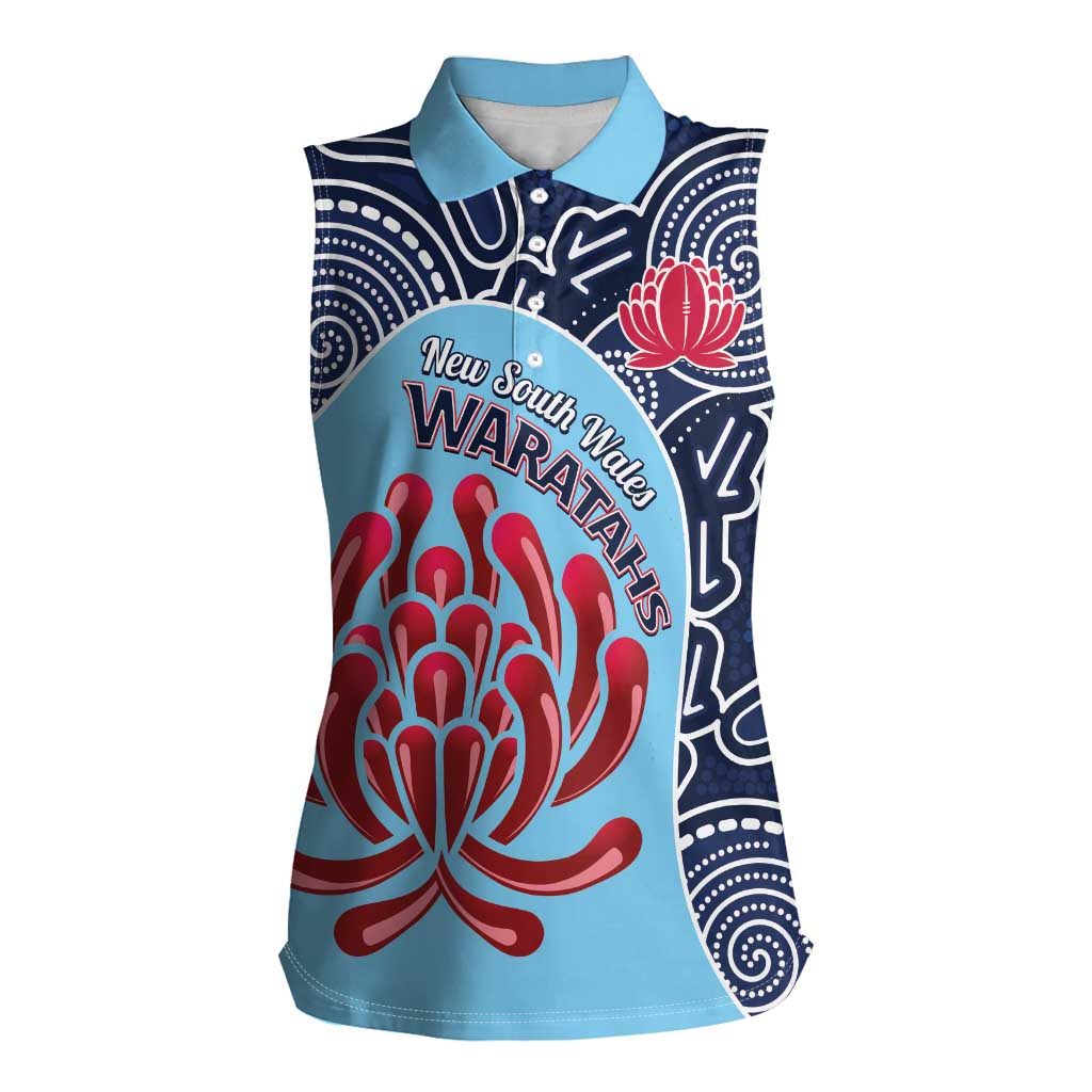 Custom Australia NSW Waratahs Women Sleeveless Polo Shirt Go Champions Aboriginal Art