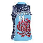 Custom Australia NSW Waratahs Women Sleeveless Polo Shirt Go Champions Aboriginal Art
