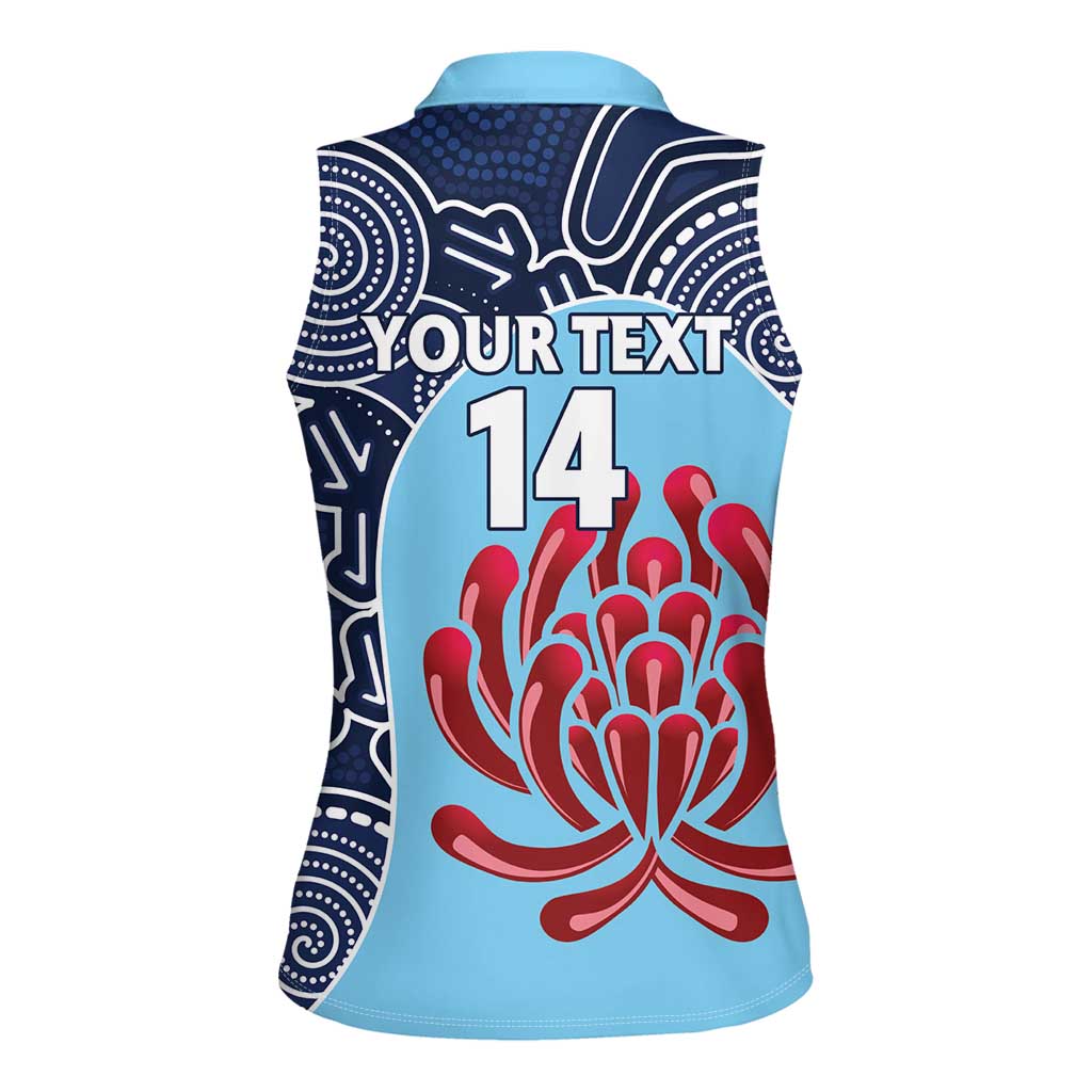 Custom Australia NSW Waratahs Women Sleeveless Polo Shirt Go Champions Aboriginal Art