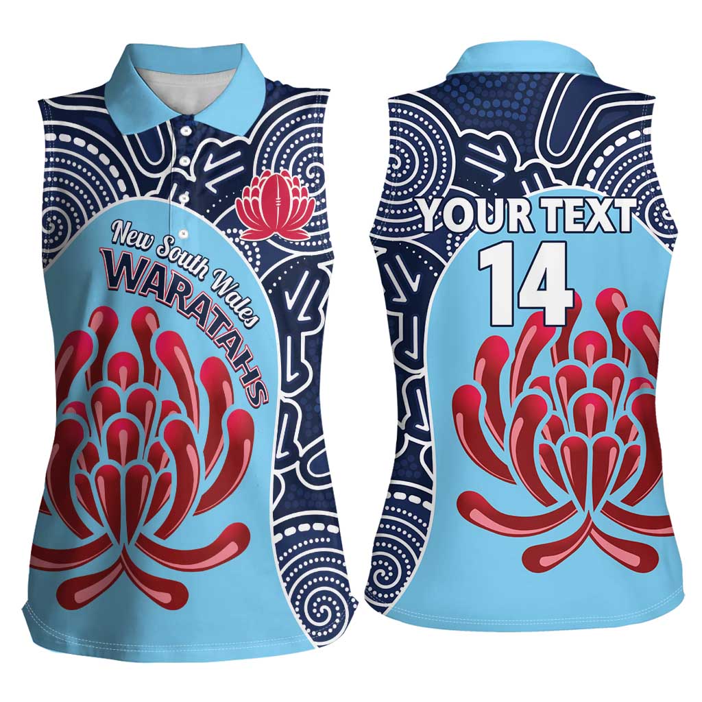 Custom Australia NSW Waratahs Women Sleeveless Polo Shirt Go Champions Aboriginal Art