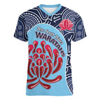 Custom Australia NSW Waratahs Women V-Neck T-Shirt Go Champions Aboriginal Art