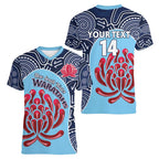 Custom Australia NSW Waratahs Women V-Neck T-Shirt Go Champions Aboriginal Art