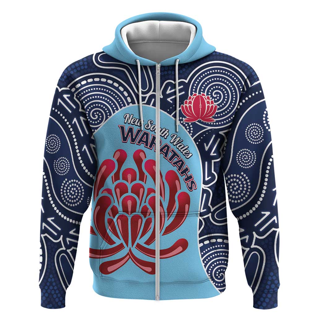 Custom Australia NSW Waratahs Zip Hoodie Go Champions Aboriginal Art