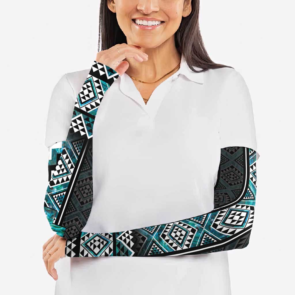 Paua Shell Taniko Pattern Aotearoa Arm Sleeves Niho Taniwha Mix Poutama - Aussie Hoodie