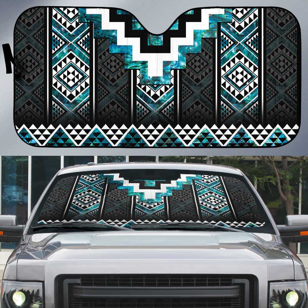 Paua Shell Taniko Pattern Aotearoa Auto Sun Shade Niho Taniwha Mix Poutama - Aussie Hoodie