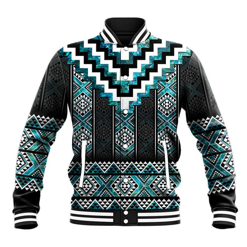 Paua Shell Taniko Pattern Aotearoa Baseball Jacket Niho Taniwha Mix Poutama
