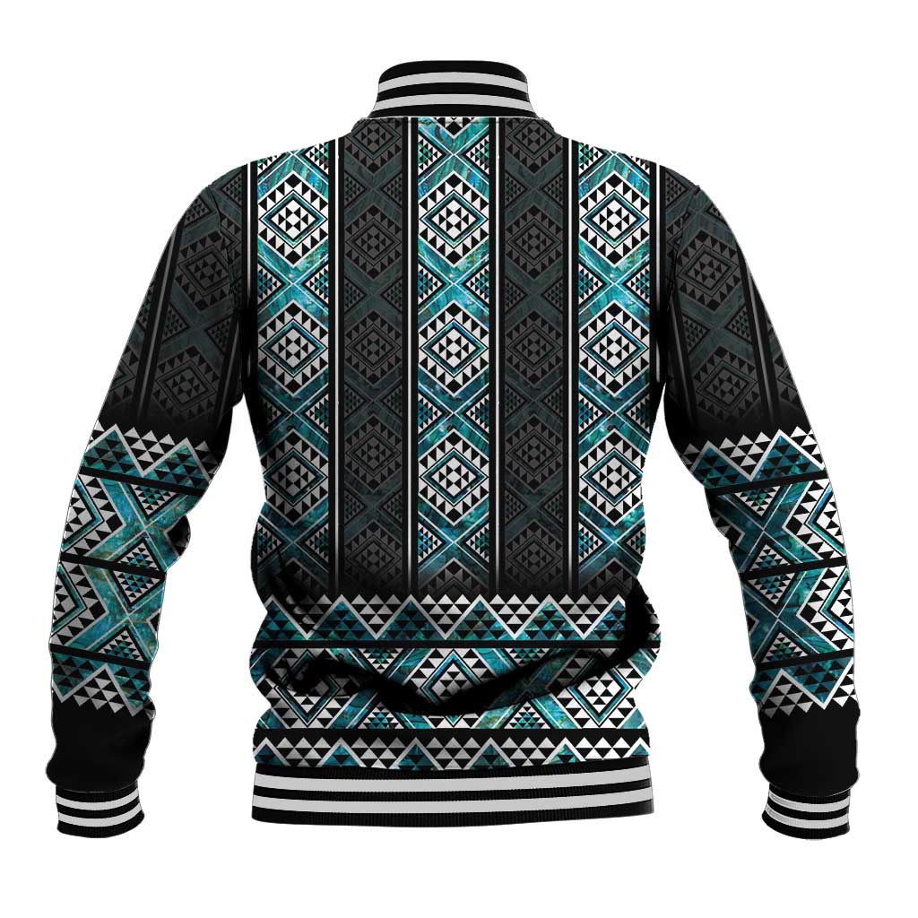 Paua Shell Taniko Pattern Aotearoa Baseball Jacket Niho Taniwha Mix Poutama