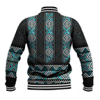 Paua Shell Taniko Pattern Aotearoa Baseball Jacket Niho Taniwha Mix Poutama