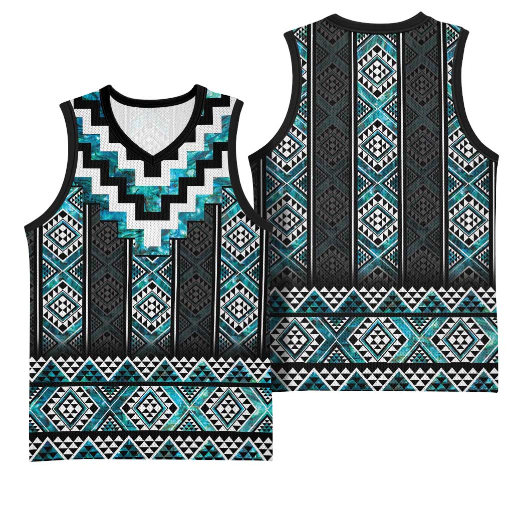 Paua Shell Taniko Pattern Aotearoa Basketball Jersey Niho Taniwha Mix Poutama - Aussie Hoodie
