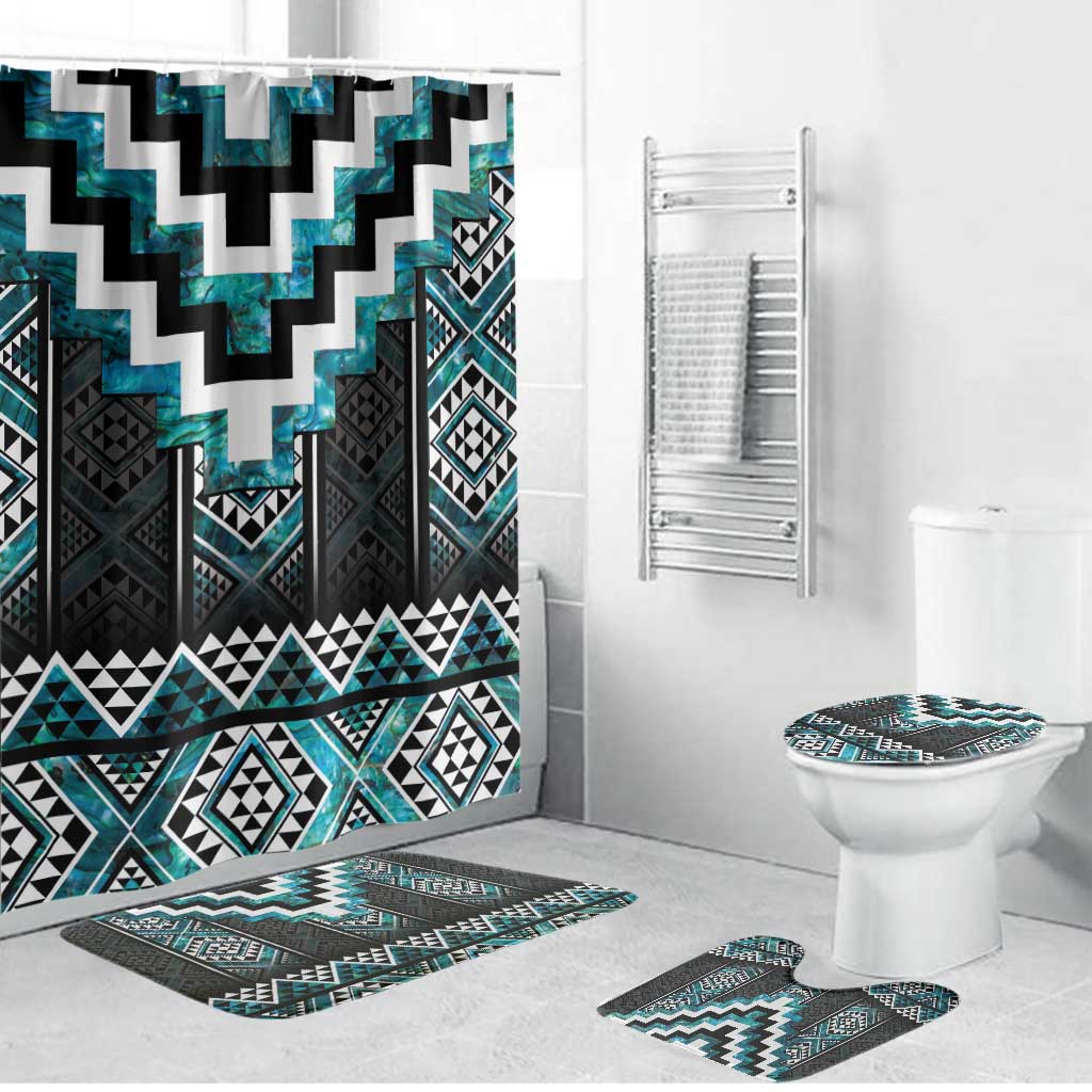 Paua Shell Taniko Pattern Aotearoa Bathroom Set Niho Taniwha Mix Poutama - Aussie Hoodie