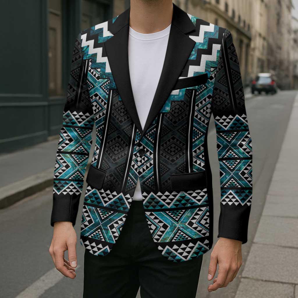 Paua Shell Taniko Pattern Aotearoa Blazer Niho Taniwha Mix Poutama - Aussie Hoodie