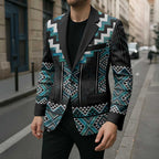 Paua Shell Taniko Pattern Aotearoa Blazer Niho Taniwha Mix Poutama - Aussie Hoodie