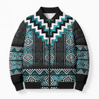 Paua Shell Taniko Pattern Aotearoa Bomber Puffer Jacket Niho Taniwha Mix Poutama - Aussie Hoodie