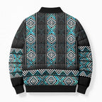 Paua Shell Taniko Pattern Aotearoa Bomber Puffer Jacket Niho Taniwha Mix Poutama - Aussie Hoodie