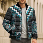 Paua Shell Taniko Pattern Aotearoa Bomber Puffer Jacket Niho Taniwha Mix Poutama - Aussie Hoodie