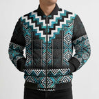 Paua Shell Taniko Pattern Aotearoa Bomber Puffer Jacket Niho Taniwha Mix Poutama - Aussie Hoodie
