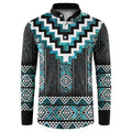 Paua Shell Taniko Pattern Aotearoa Button Sweatshirt Niho Taniwha Mix Poutama
