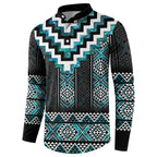 Paua Shell Taniko Pattern Aotearoa Button Sweatshirt Niho Taniwha Mix Poutama