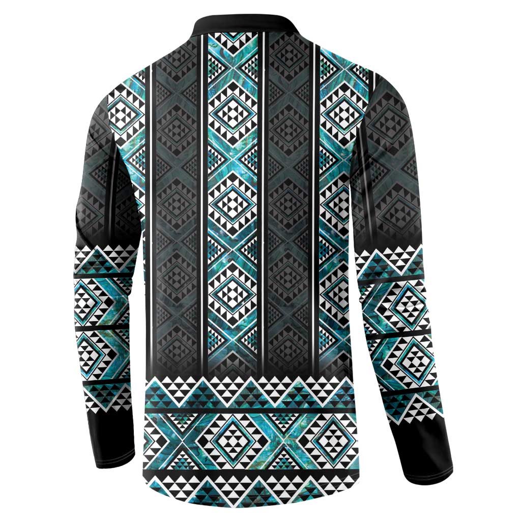 Paua Shell Taniko Pattern Aotearoa Button Sweatshirt Niho Taniwha Mix Poutama