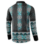 Paua Shell Taniko Pattern Aotearoa Button Sweatshirt Niho Taniwha Mix Poutama
