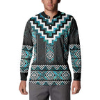 Paua Shell Taniko Pattern Aotearoa Button Sweatshirt Niho Taniwha Mix Poutama
