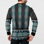 Paua Shell Taniko Pattern Aotearoa Button Sweatshirt Niho Taniwha Mix Poutama