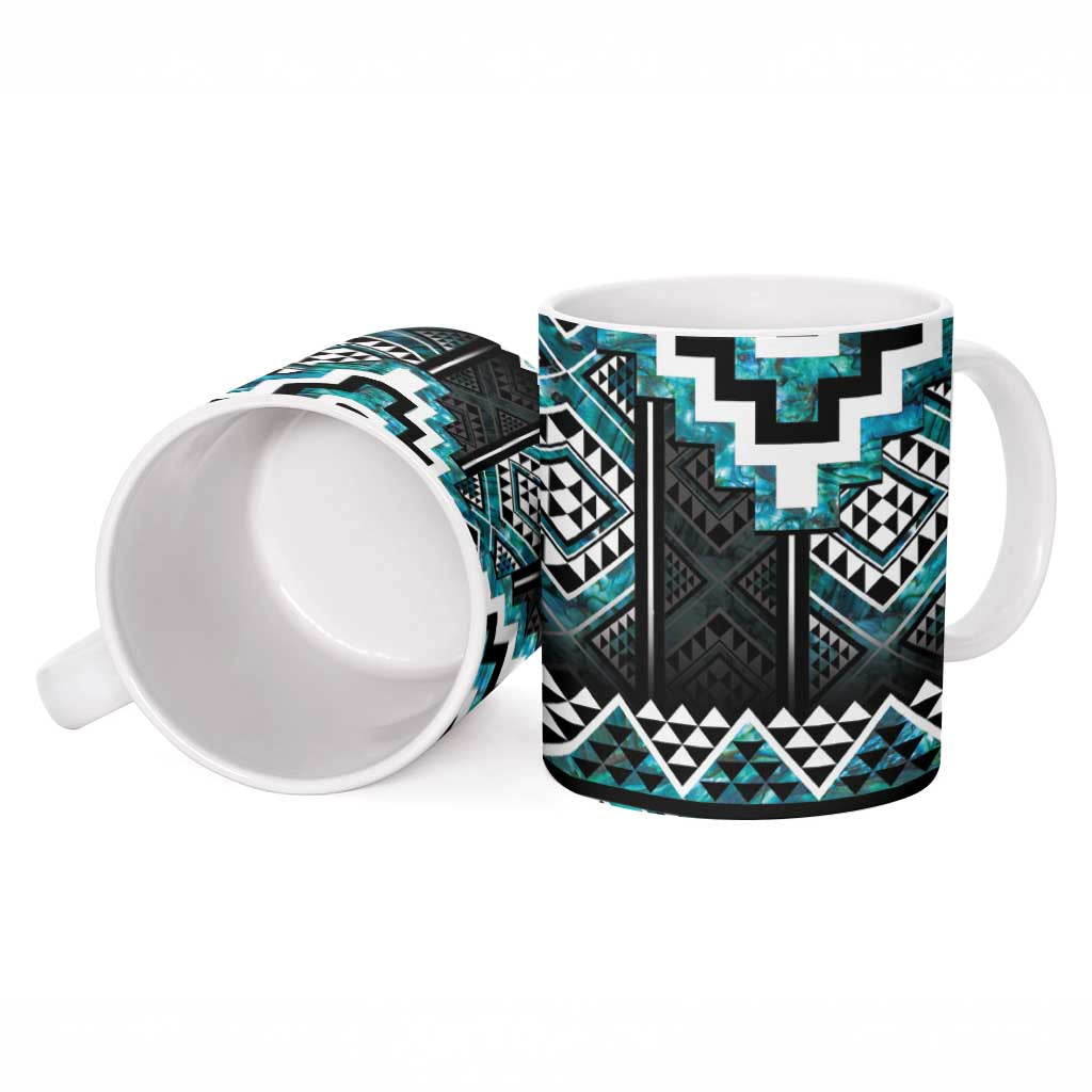 Paua Shell Taniko Pattern Aotearoa Ceramic Mug Niho Taniwha Mix Poutama - Aussie Hoodie