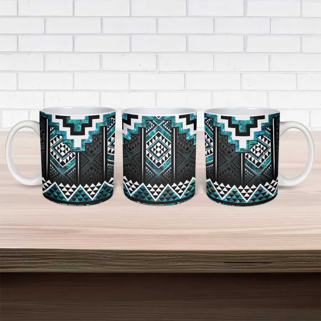 Paua Shell Taniko Pattern Aotearoa Ceramic Mug Niho Taniwha Mix Poutama - Aussie Hoodie