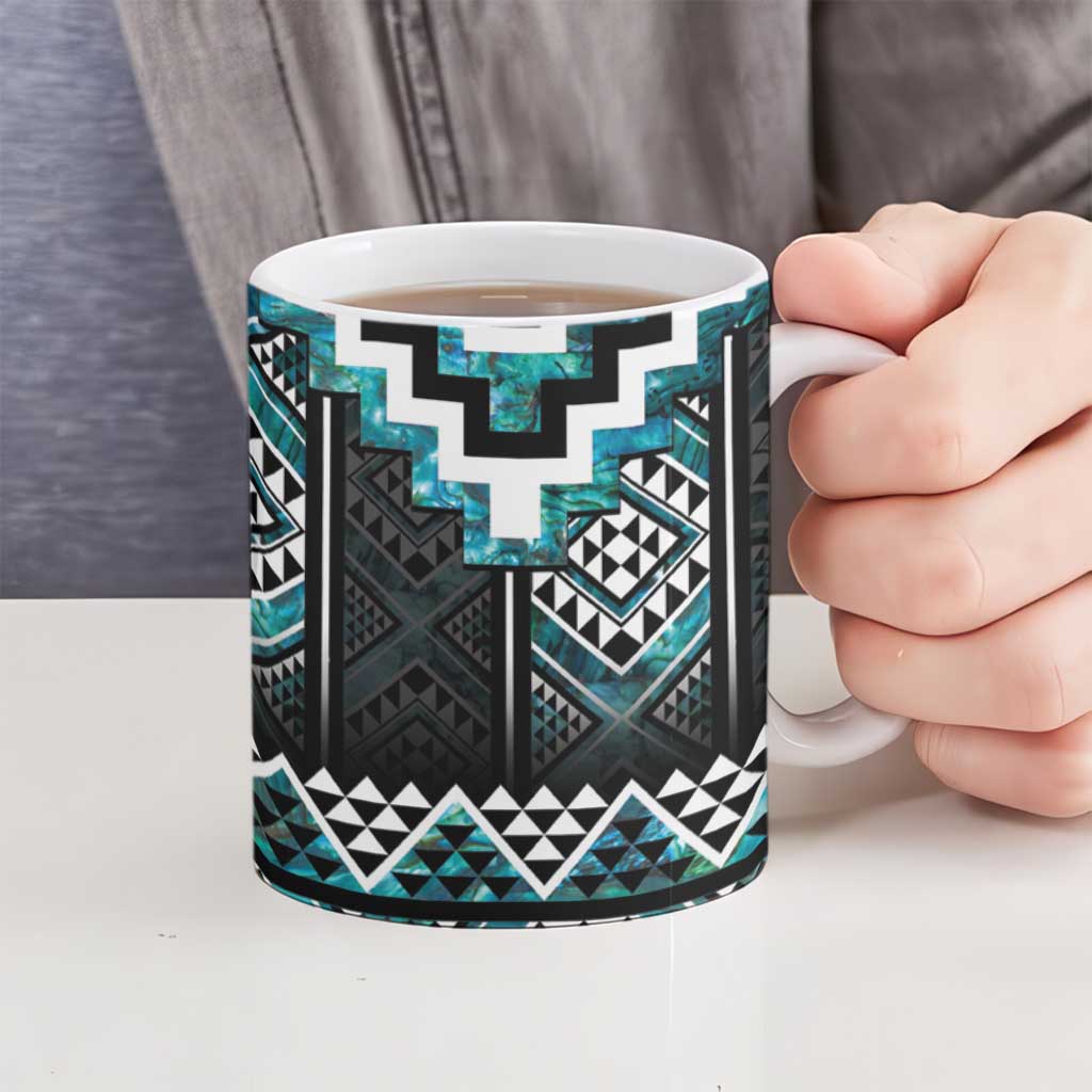 Paua Shell Taniko Pattern Aotearoa Ceramic Mug Niho Taniwha Mix Poutama - Aussie Hoodie