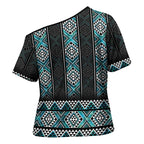 Paua Shell Taniko Pattern Aotearoa Cross Shoulder Shirt Niho Taniwha Mix Poutama - Aussie Hoodie
