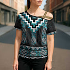 Paua Shell Taniko Pattern Aotearoa Cross Shoulder Shirt Niho Taniwha Mix Poutama - Aussie Hoodie