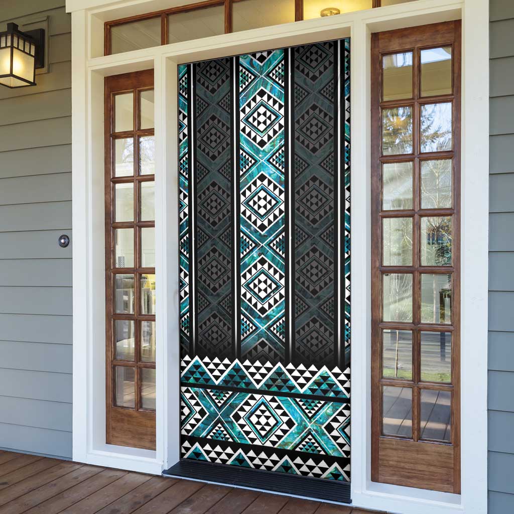 Paua Shell Taniko Pattern Aotearoa Door Cover Niho Taniwha Mix Poutama - Aussie Hoodie