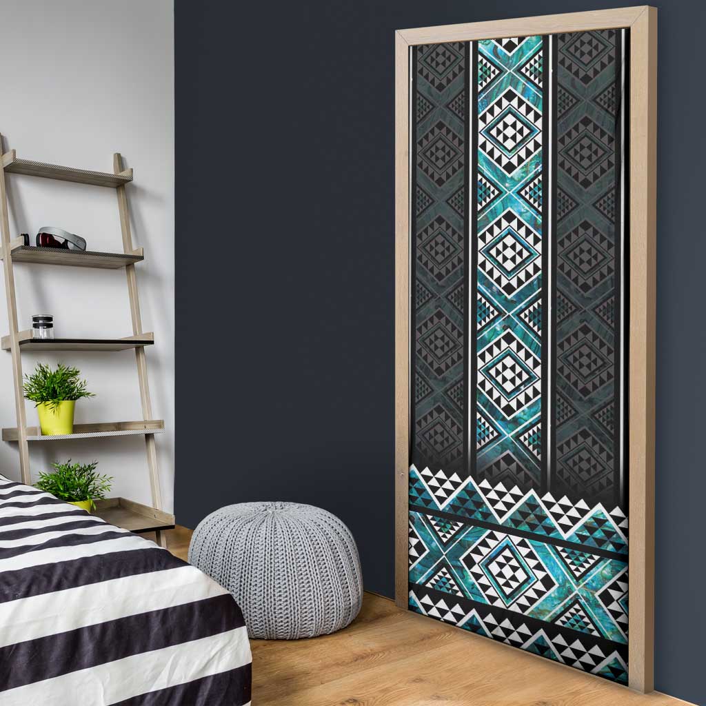 Paua Shell Taniko Pattern Aotearoa Door Cover Niho Taniwha Mix Poutama - Aussie Hoodie
