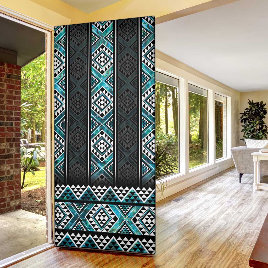 Paua Shell Taniko Pattern Aotearoa Door Cover Niho Taniwha Mix Poutama - Aussie Hoodie